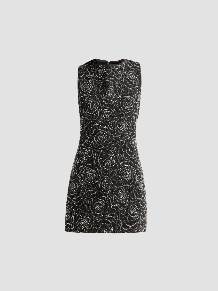 Milly Women's Ivette Beaded Mini Dress - Black Silver - Size 0