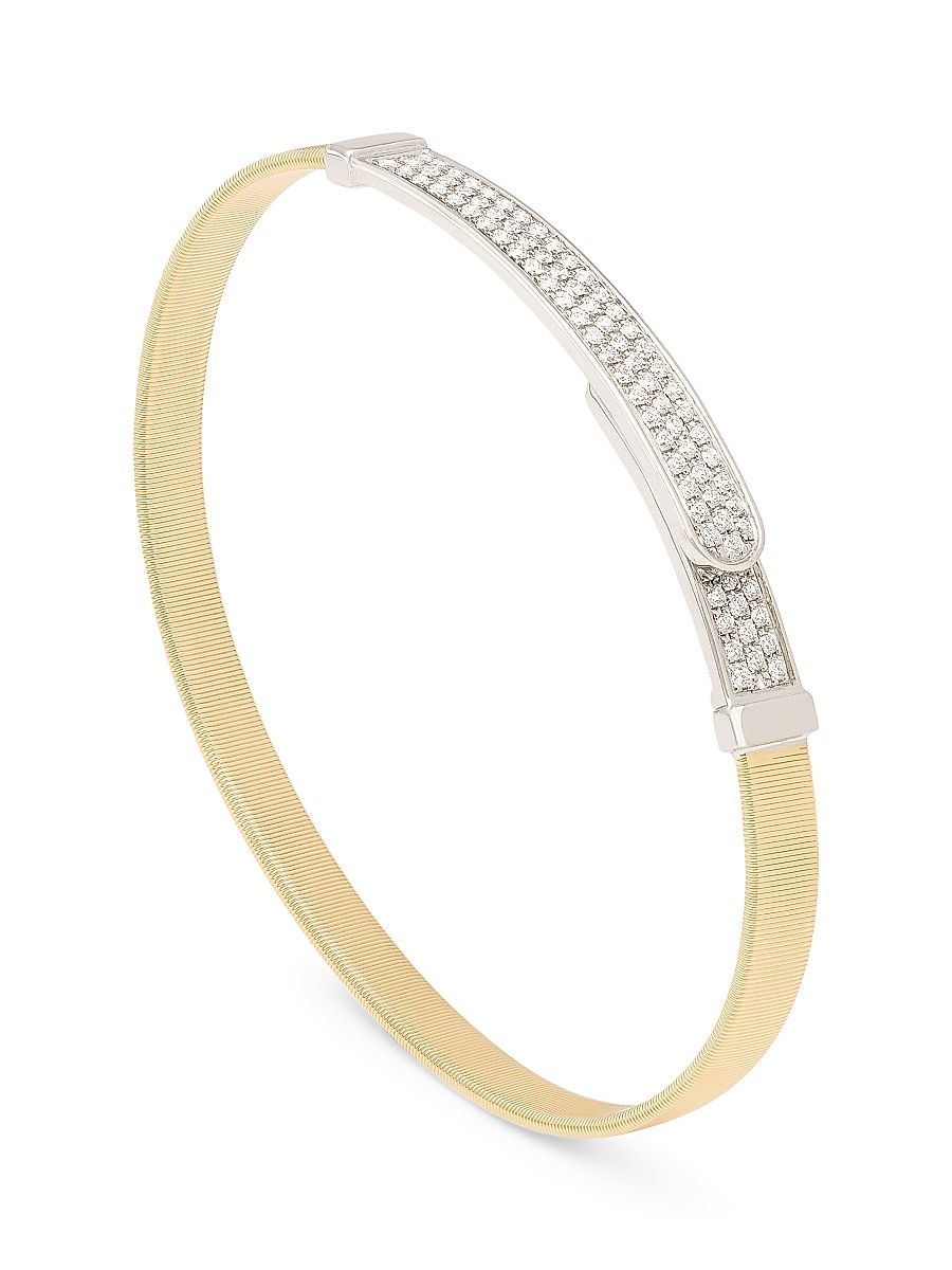 Women's Masai Two-Tone 18K Gold & 0.50 TCW Diamond Thin Coil Bangle - Yellow Gold