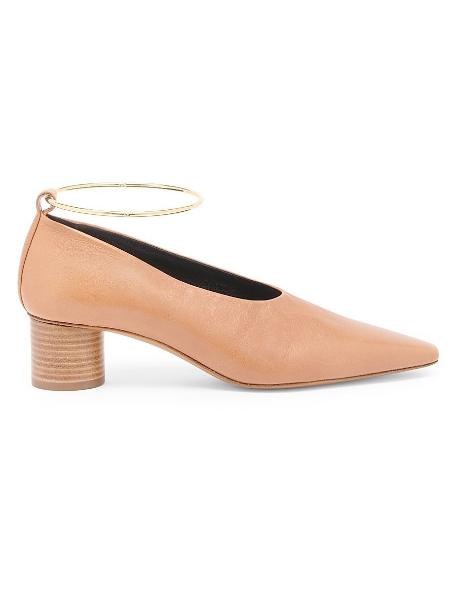 Women's 45MM Cylinder-Heel Leather Pumps - Pecan - Size 11