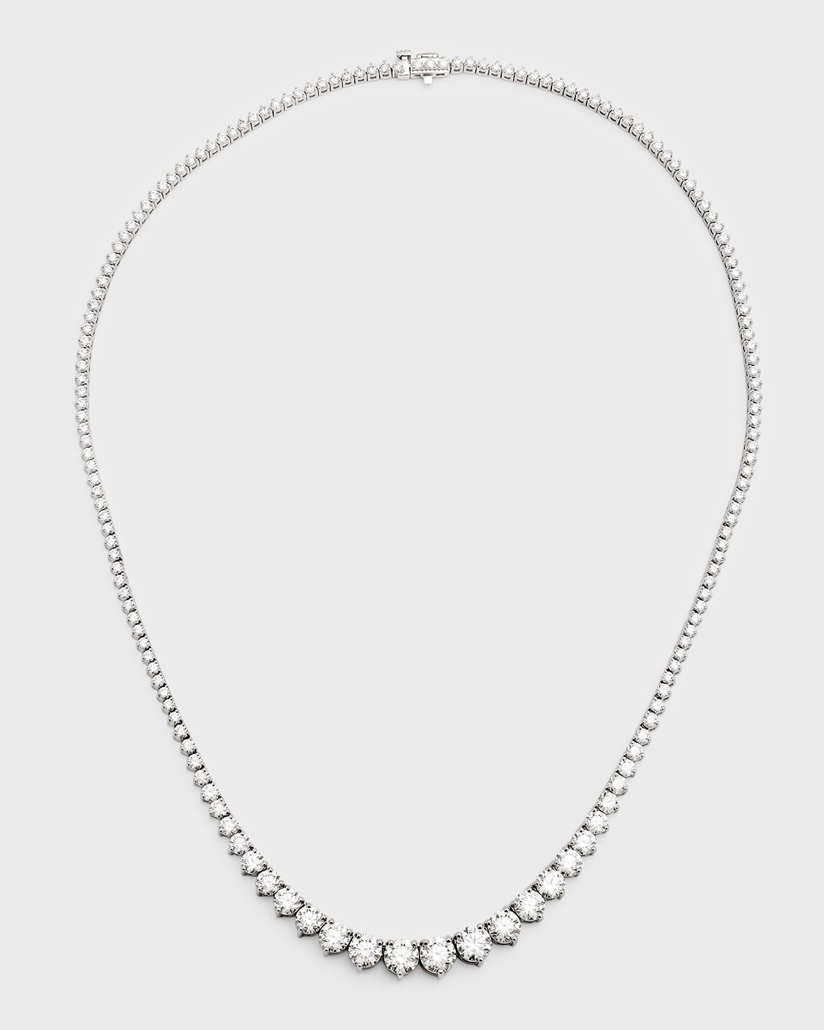 18K White Gold Graduated GH-VS1 Diamond Tennis Necklace, 17"L, 12.2tcw