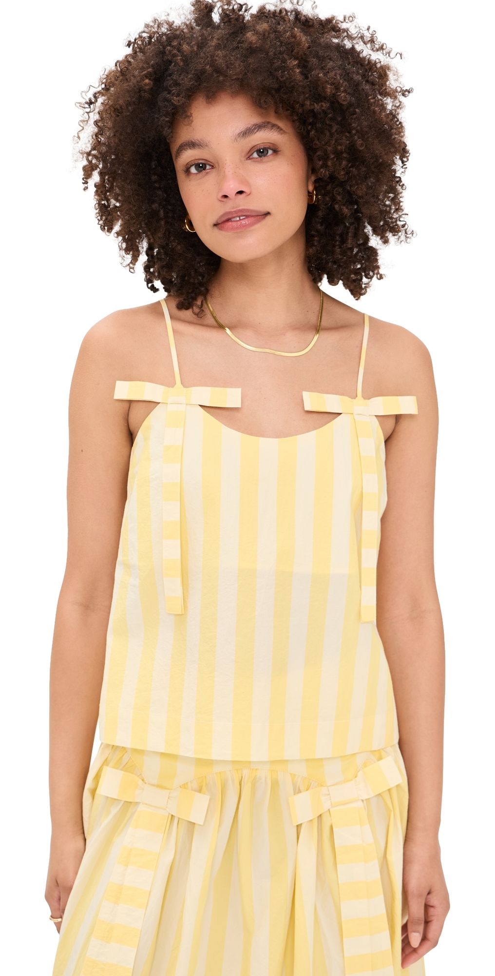 The Tiny Big Sister Striped Straps Top Mellow Yellow 36