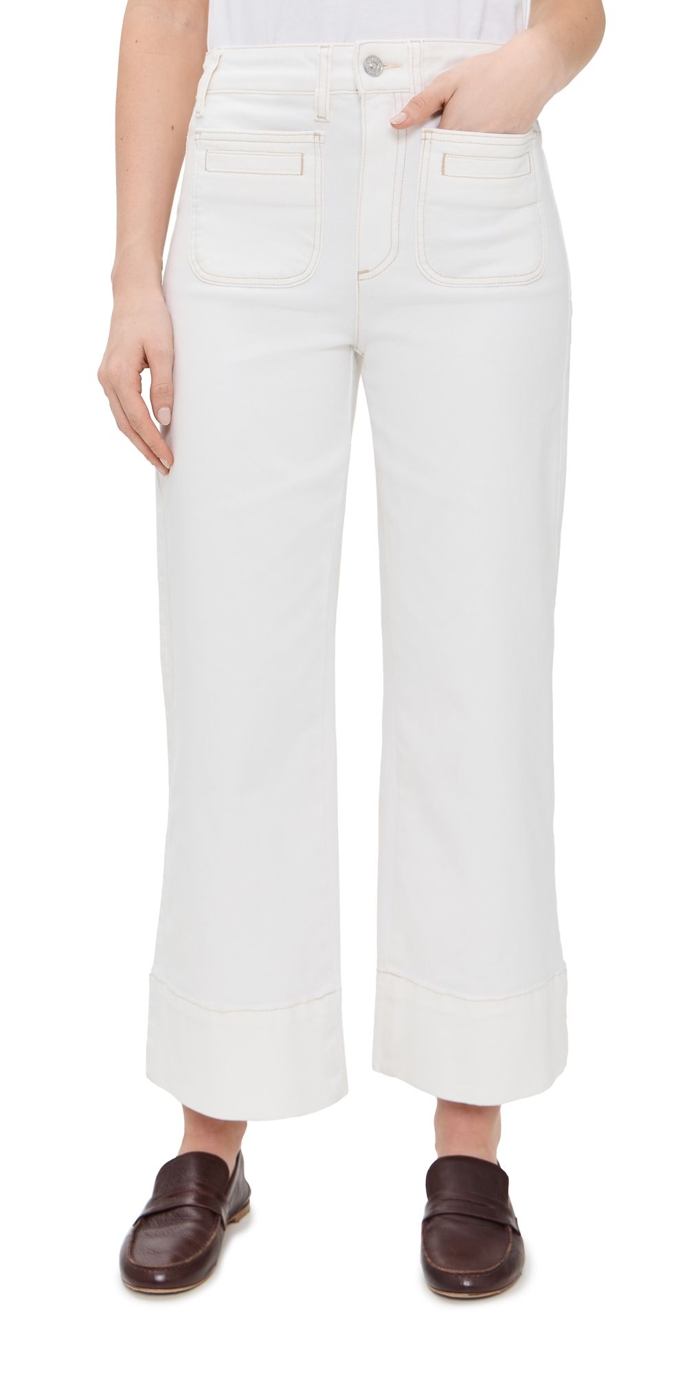 PAIGE Anessa Wide Leg Jeans Toasted Ecru 23