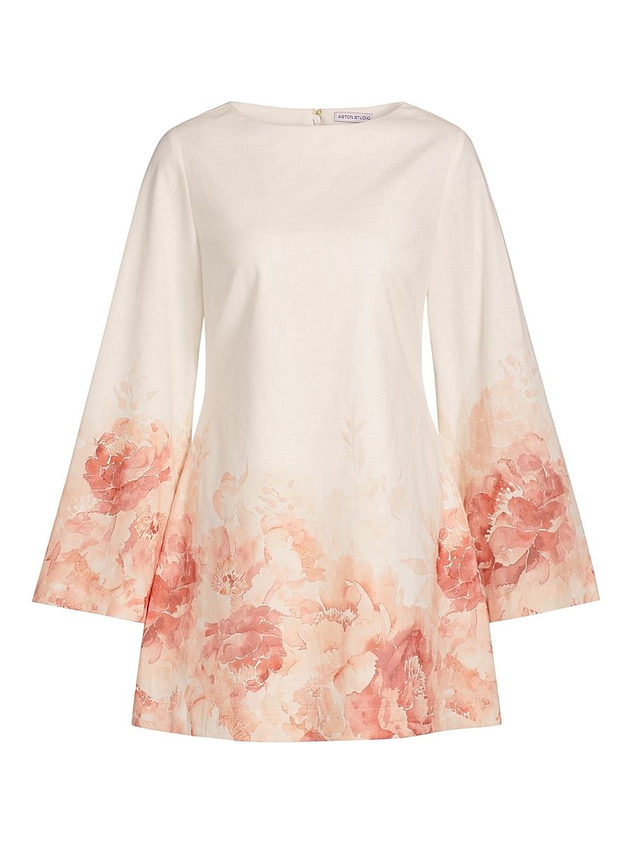 Women's Maggie Floral Linen-Cotton Minidress - Peony Antique - Size 10