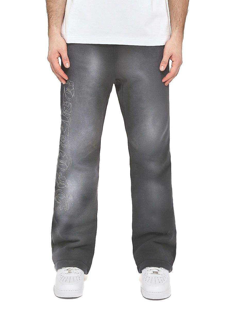 Men's Embroidered Heavyweight Fleece Straight-Leg Pants - Black - Size XL