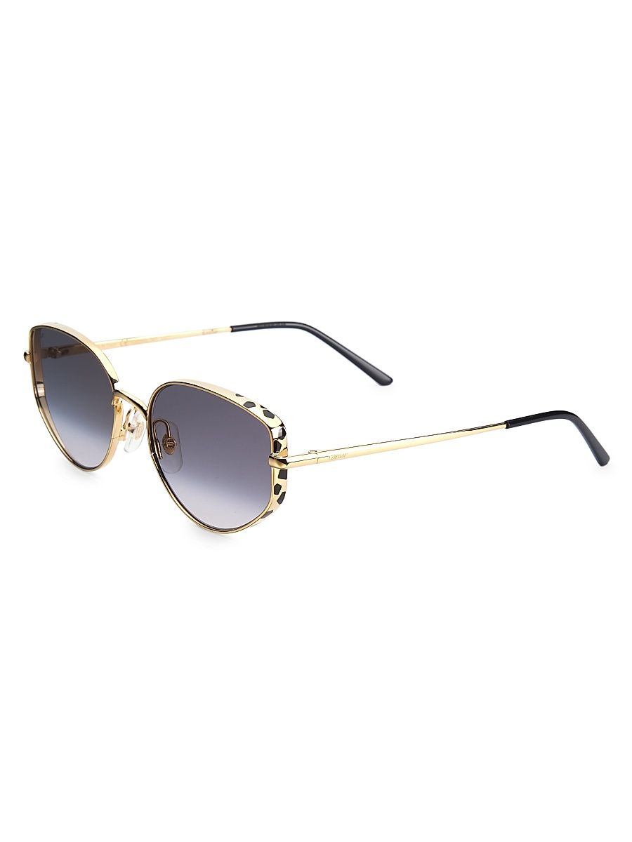 Women's Panthère De Cartier 58MM Cat-Eye Sunglasses - Smooth Gold Grey