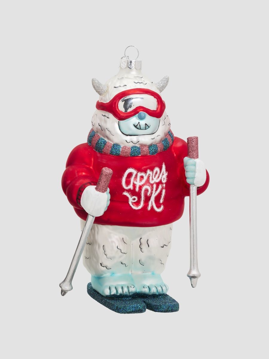 Cody Foster & Co Glass Ski Yeti Ornament