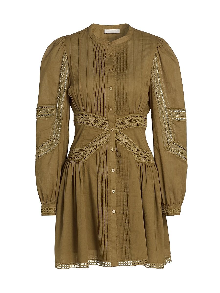 Women's Elysia Laced Cotton A-Line Minidress - Lichen - Size 12