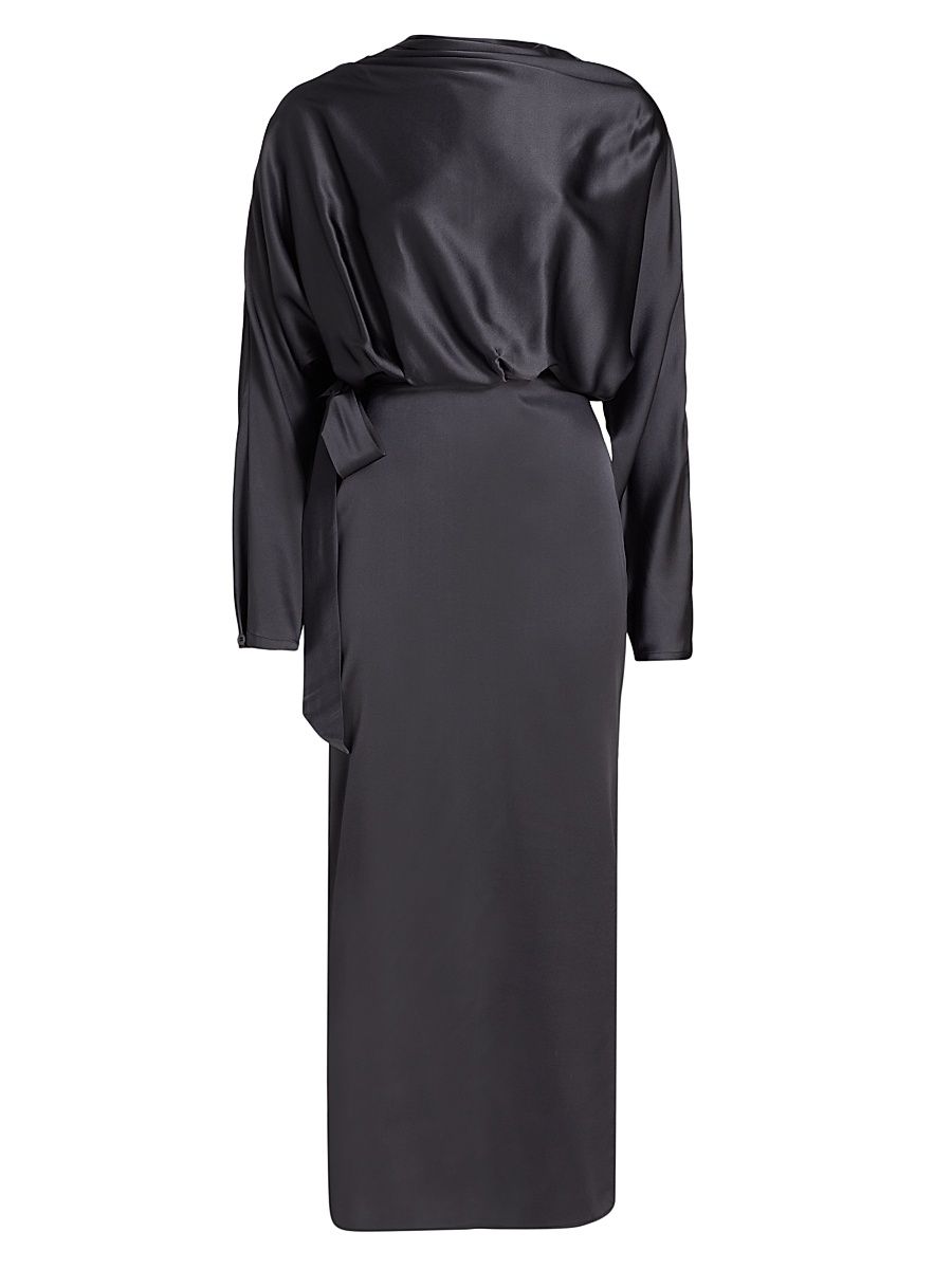 Women's Phoebe Silk-Blend Midi-Dress - Truffle - Size 8