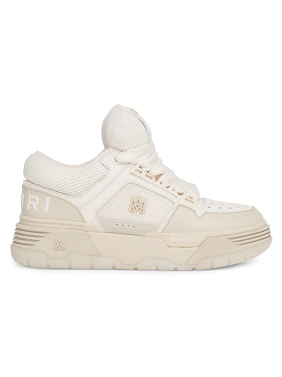 Women's MA-1 Mesh & Leather Chunky Sneakers - Light Beige - Size 6