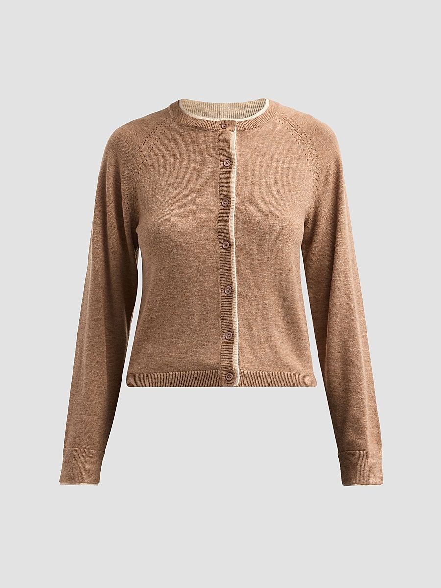 dh New York Women's Anna Crewneck Cardigan - Twilight Combo - Size Large