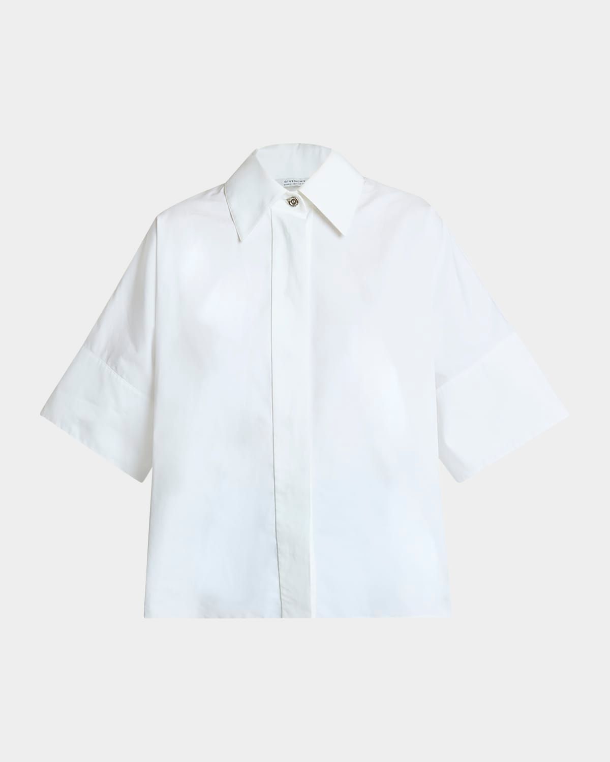 Short-Sleeve Cotton Poplin Button-Down Shirt