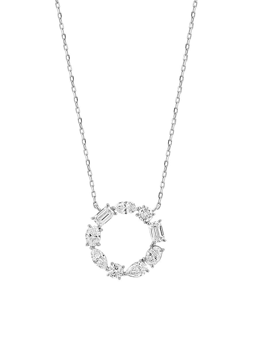 Women's 14K White Gold & 2.02 TCW Lab-Grown Diamond Circle Pendant Necklace - White Gold