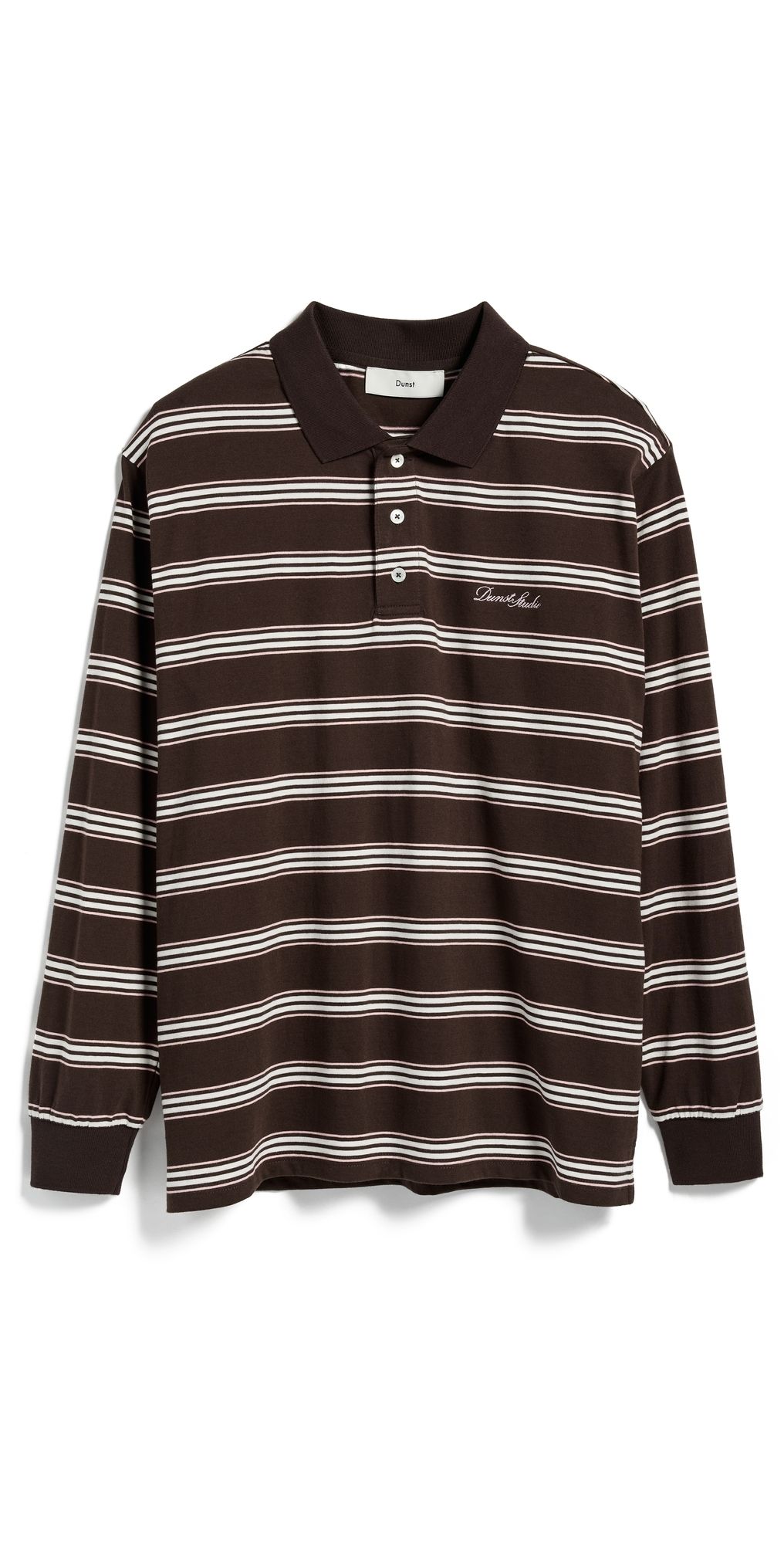 DUNST Unisex Multi Stripe Collared T-Shirt Brown Stripe M