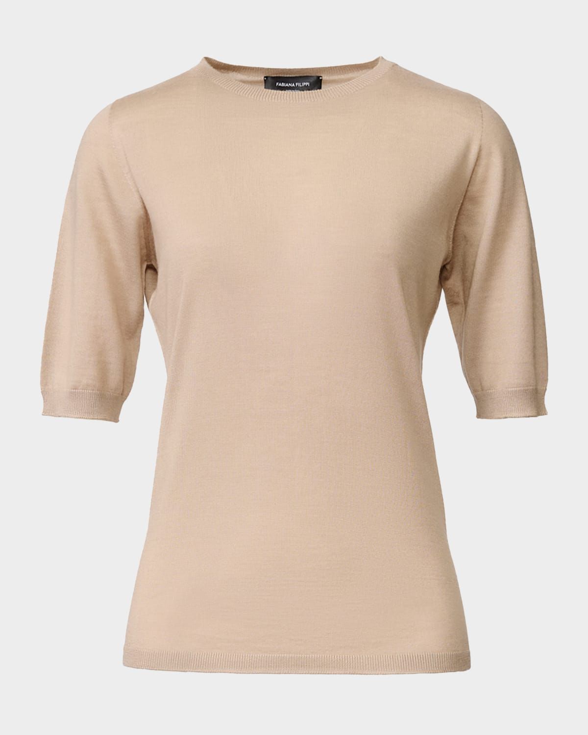 Crewneck Silk Knit T-Shirt