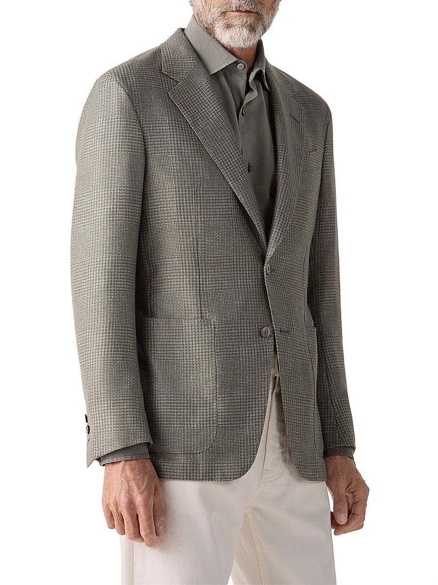 Men's Cashmere Silk and Linen Jacket - Dark Taupe - Size 50