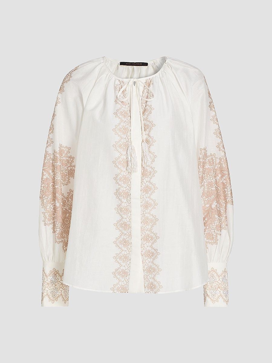 Kobi Halperin Women's Hope Lace Print Cotton-Silk Blouse - Ivory - Size XL