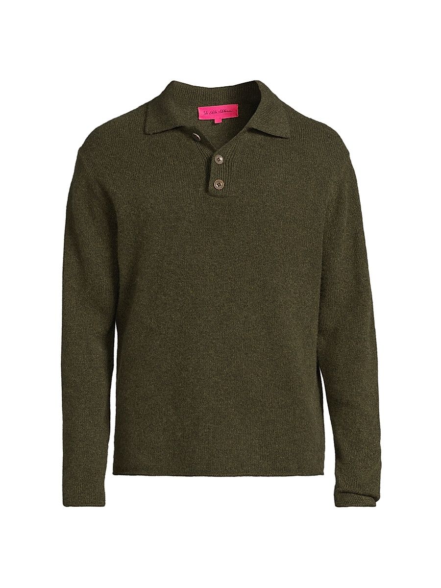 Men's Heavy Cashmere Rugby Sweater - New Olive - Size XL