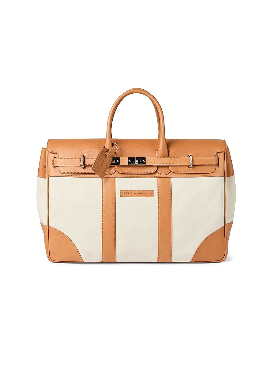 Men's Grained Calfskin and Cowhide Country Bag - Ivory