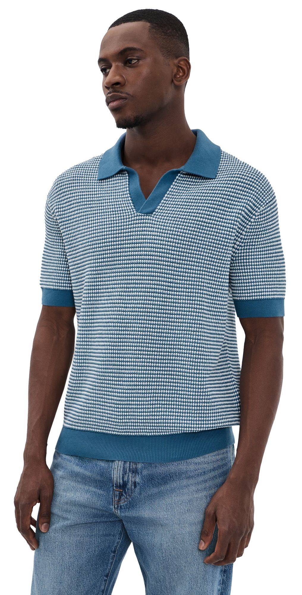 Madewell JC Stitch Polo Steel Blue M