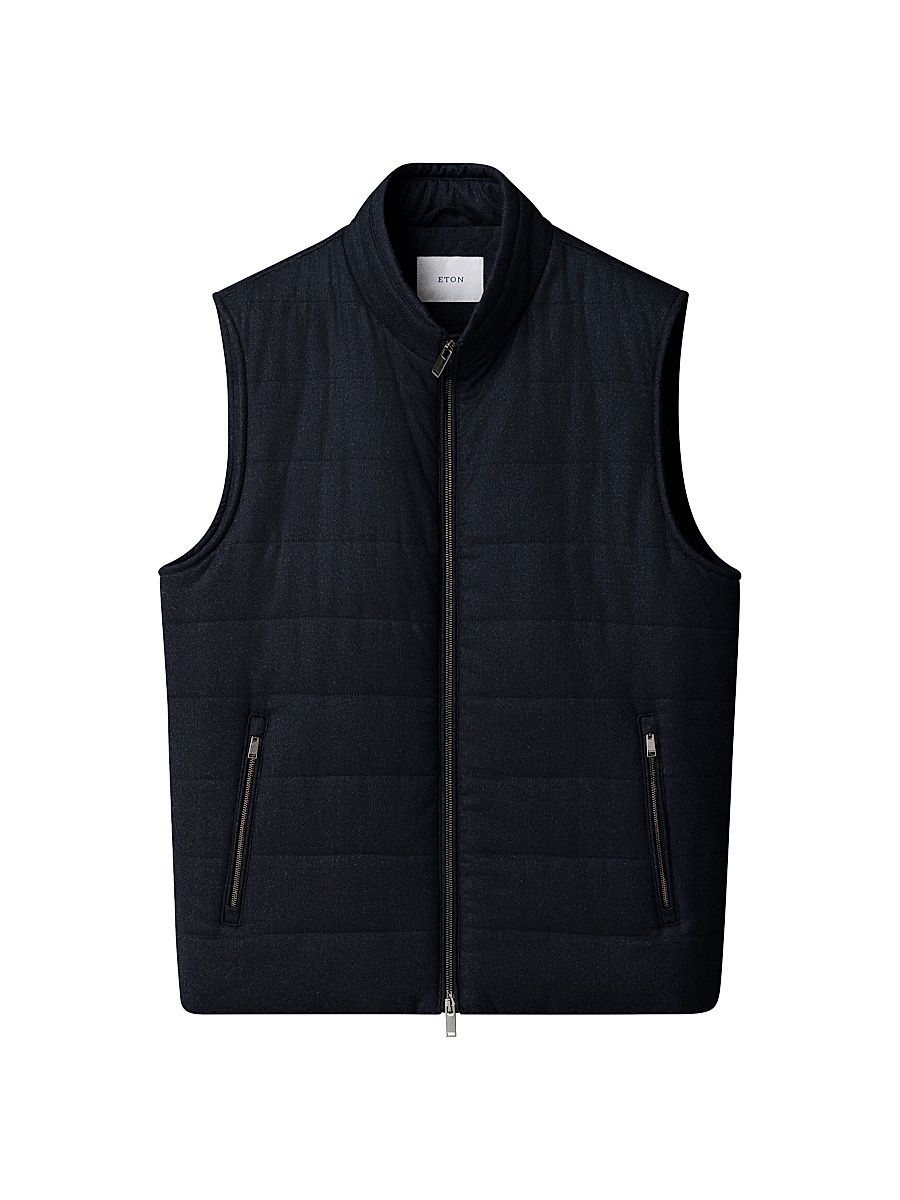 Men's Wool Flannel Padded Vest - Navy - Size XXL