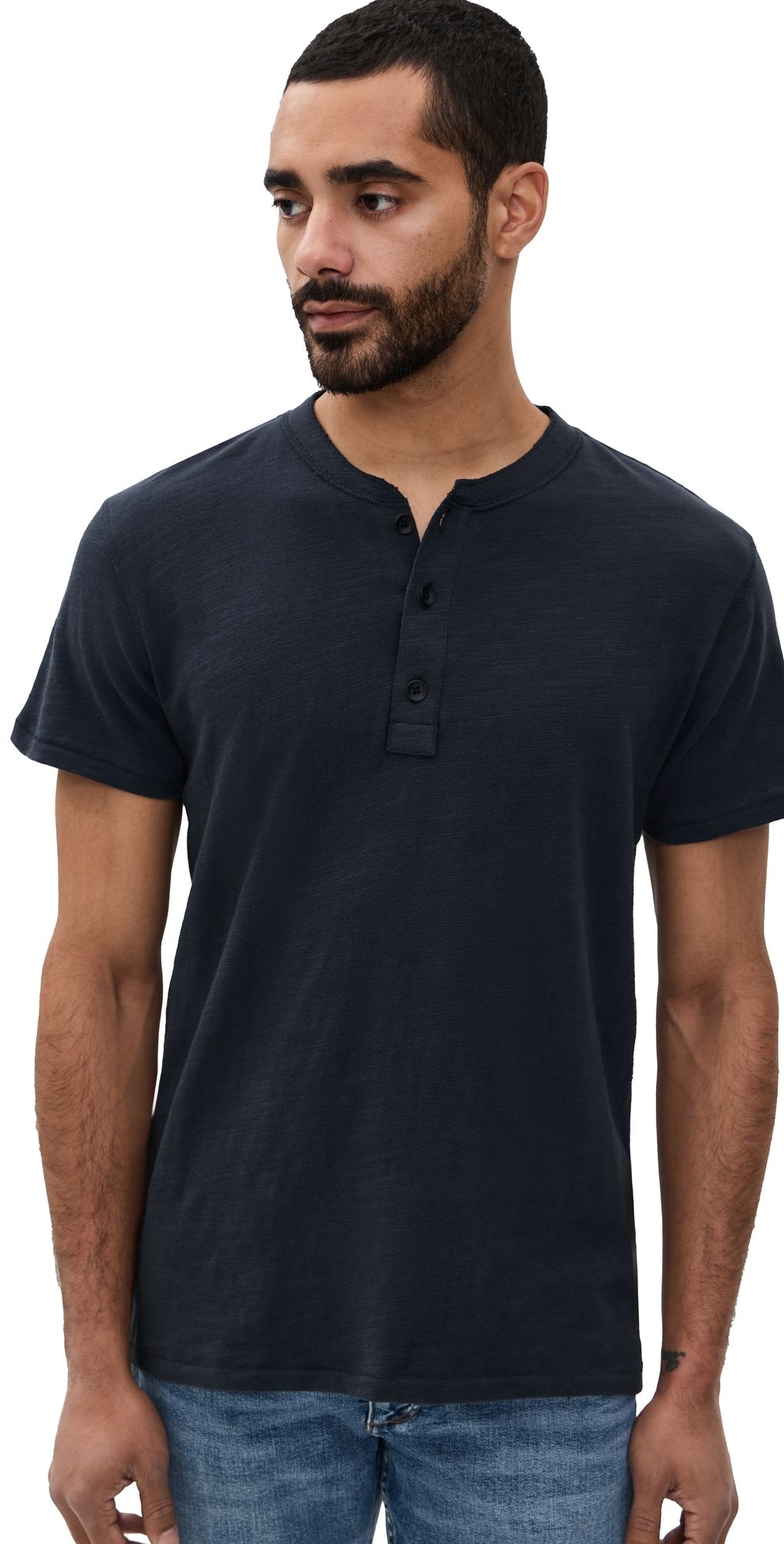 rag & bone Classic Short Sleeve Henley Deep Navy M