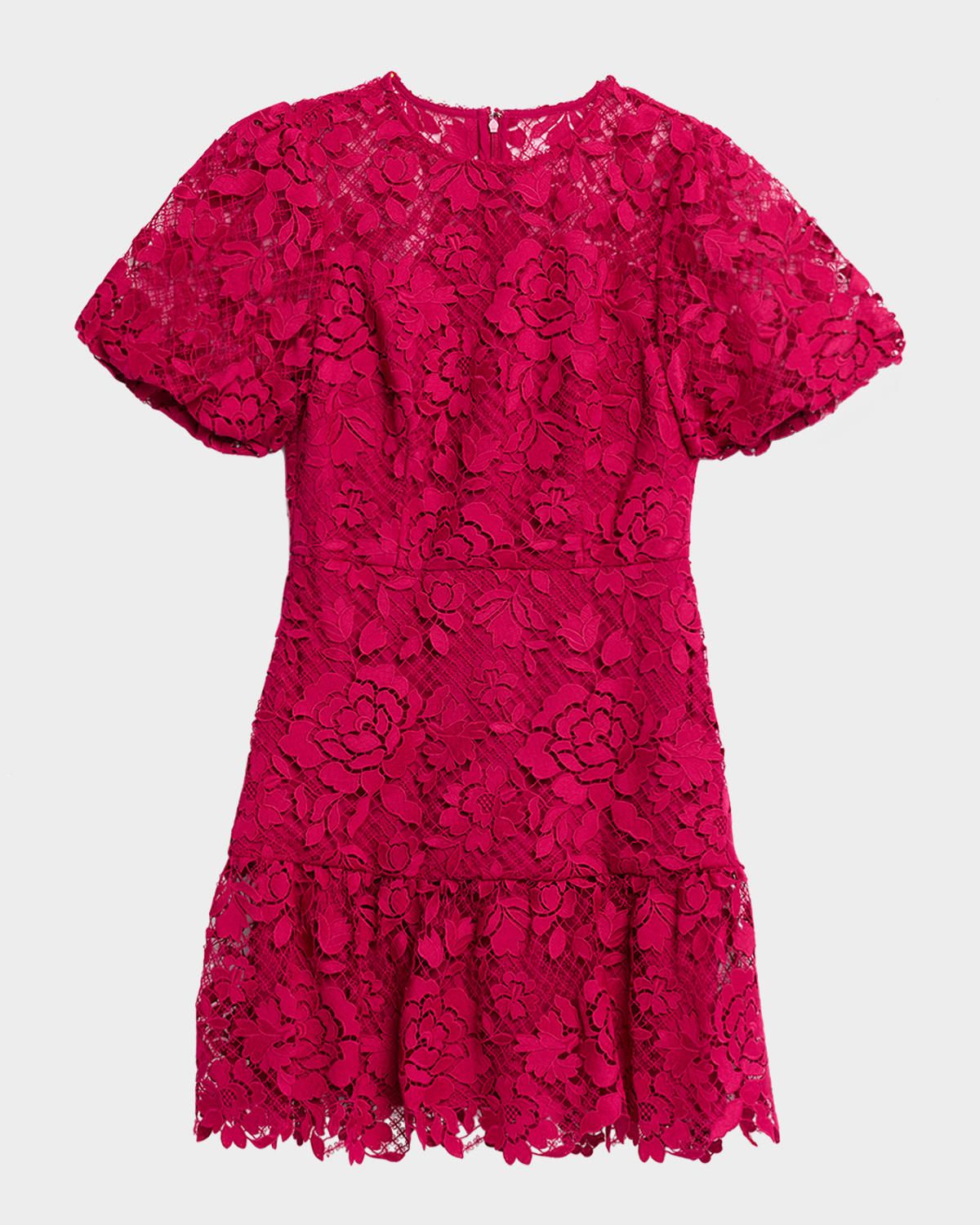 Yasmin Floral Lace Flounce Mini Dress