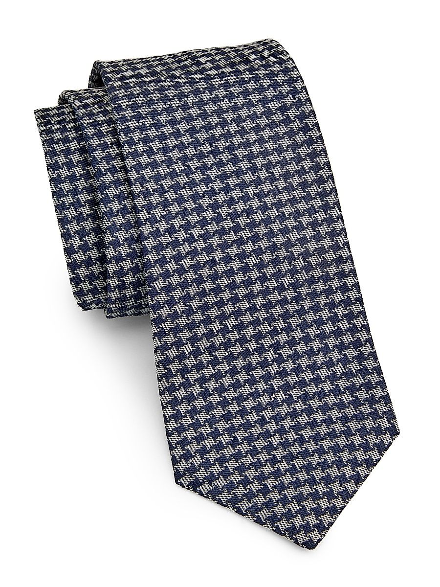 Men's Fancy Houndstooth Silk Tie - Navy