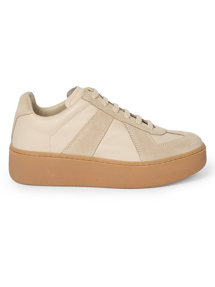 Women's Replica Leather Platform Sneakers - Lamb - Size 11