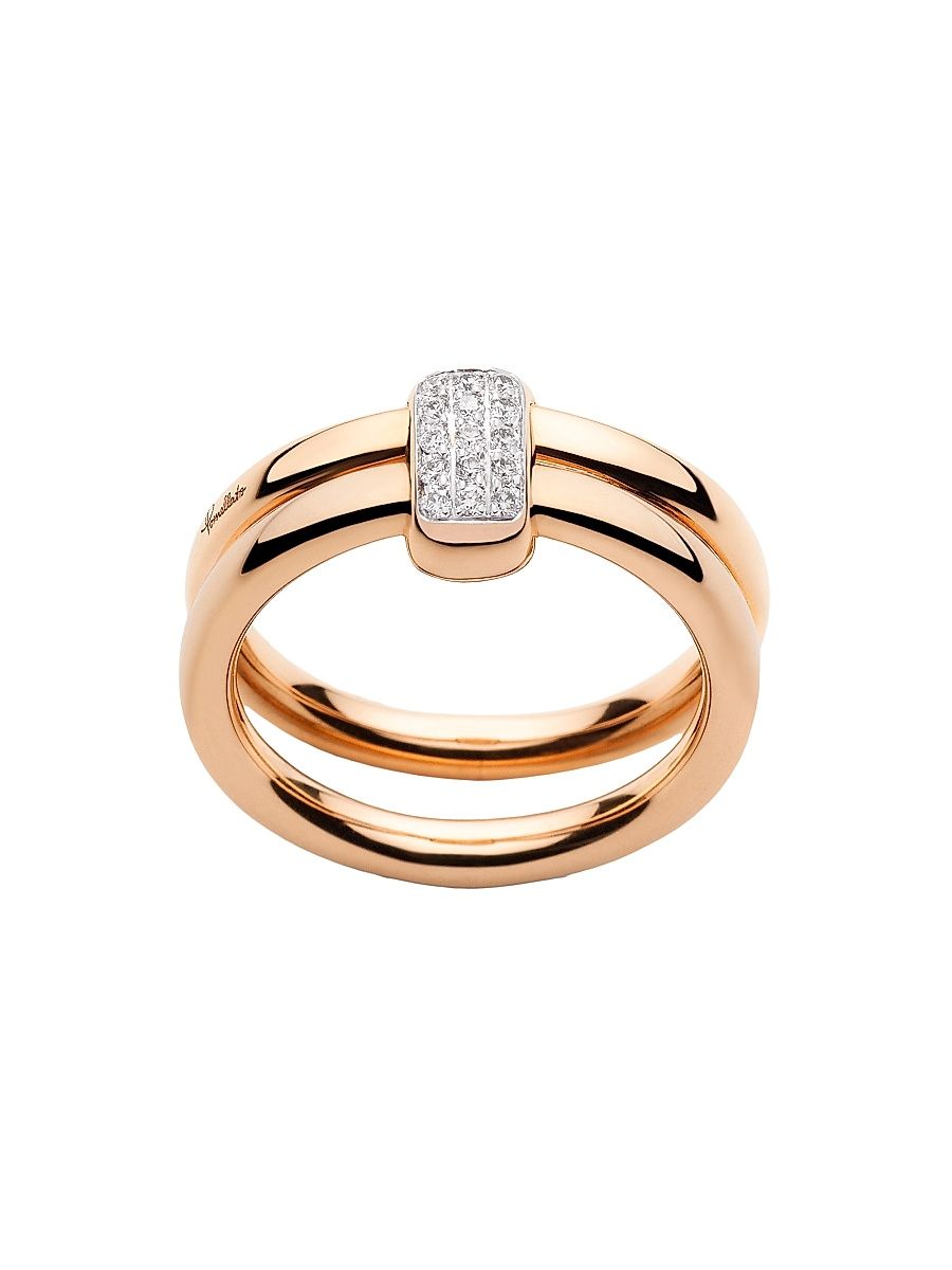 Women's Together 18K Rose Gold & 0.1 TCW Diamond 2-Row Ring - Rose Gold - Size 7.25