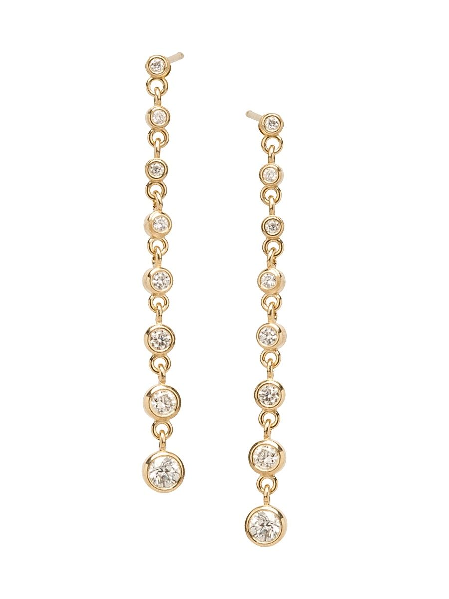 Women's 14K Yellow Gold & Diamond Eternity Chain Earrings - Yellow Gold