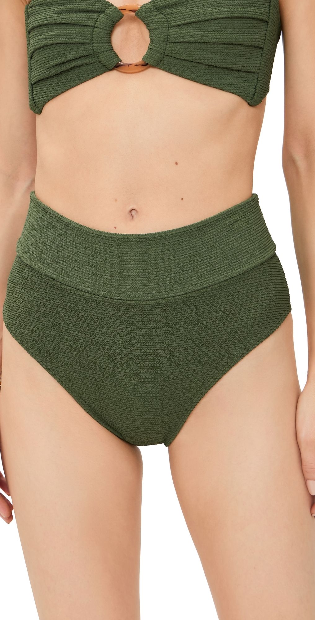 Montce AC High Rise Bikini Bottoms Olive Micro Scrunch XL