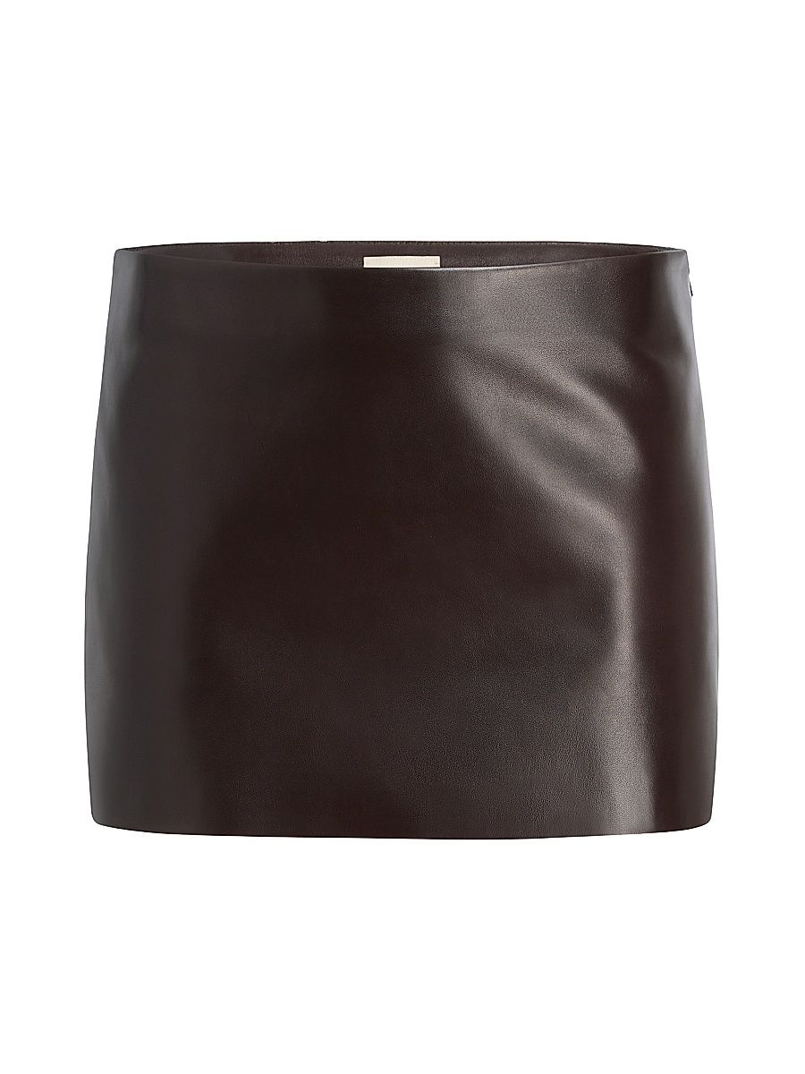 Women's Jett Leather Miniskirt - Mud - Size 8
