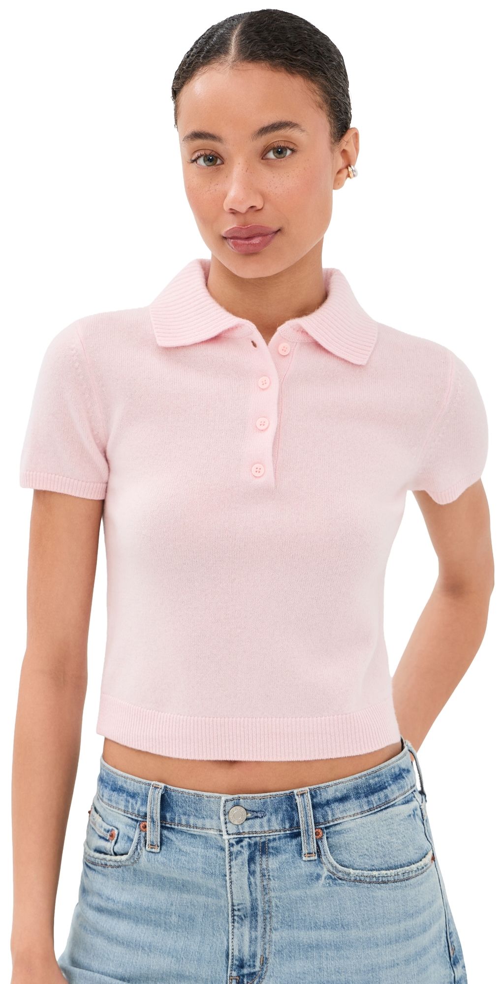 SIMKHAI Twila Cashmere Polo Bubblegum XL