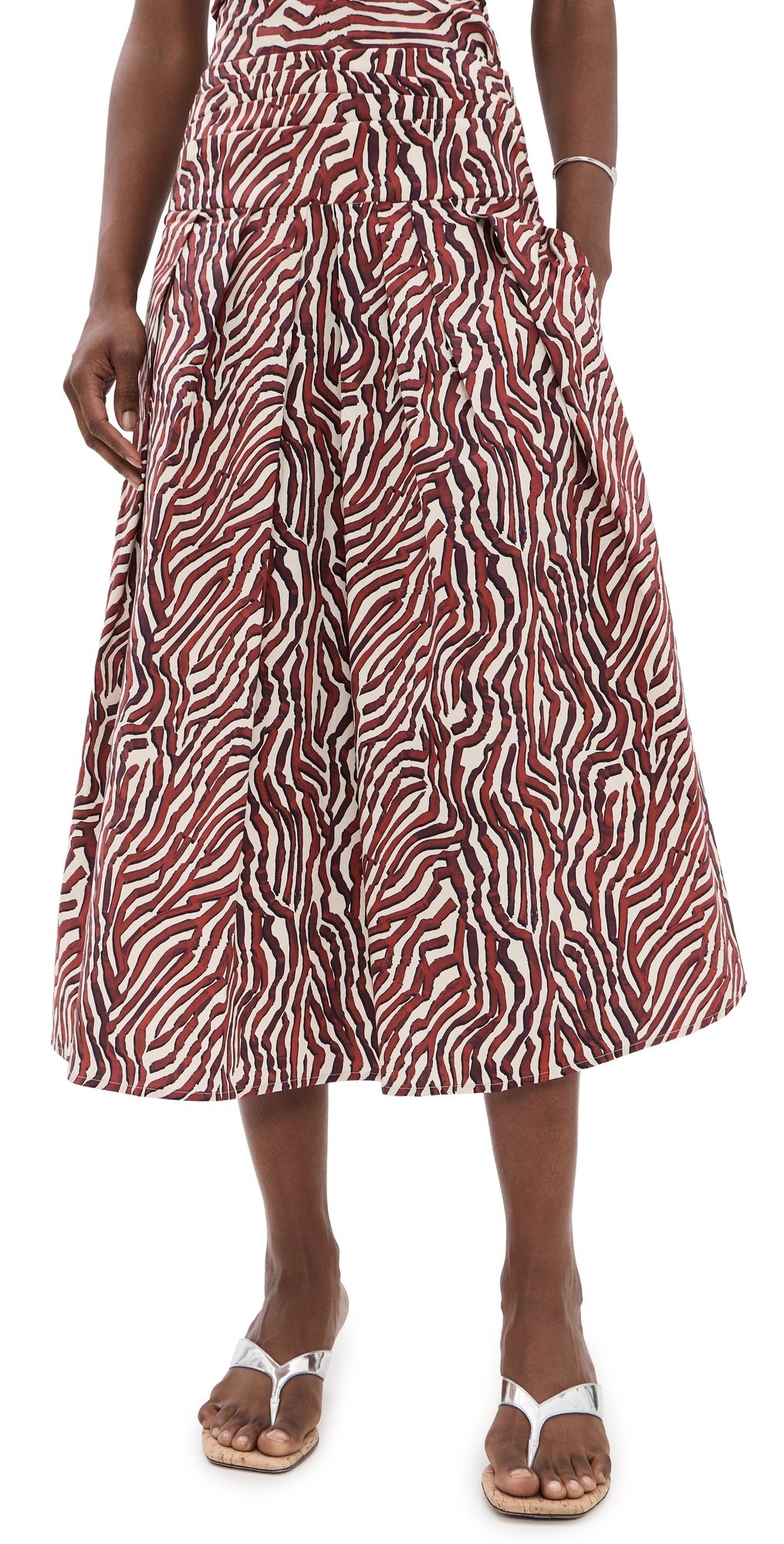 Proenza Schouler White Label Nessa Skirt Rust/Cream Multi 12