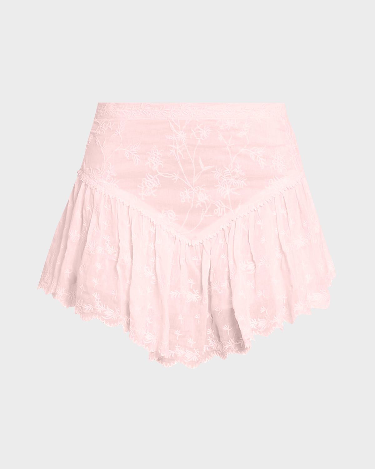 Zoelia Embroidered Ruffle Mini Skirt