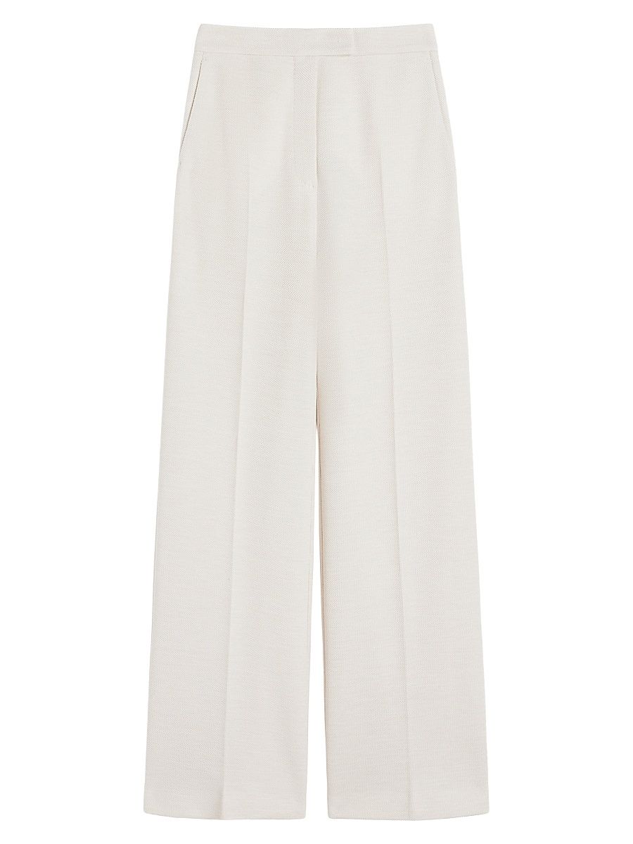 Women's Wool Piqué Trousers - Ivory - Size 16