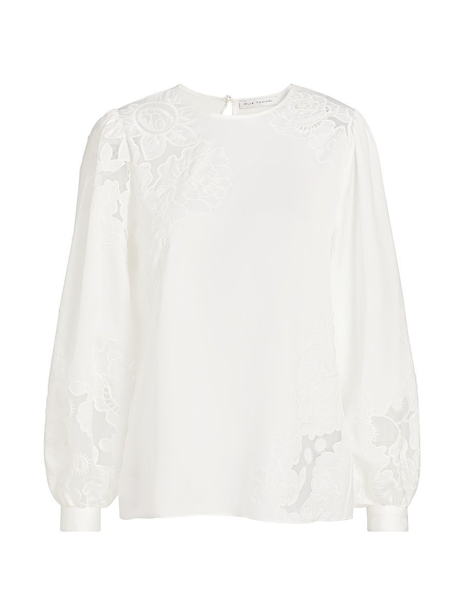Women's Alisa Lace Blouse - Sky White - Size Large