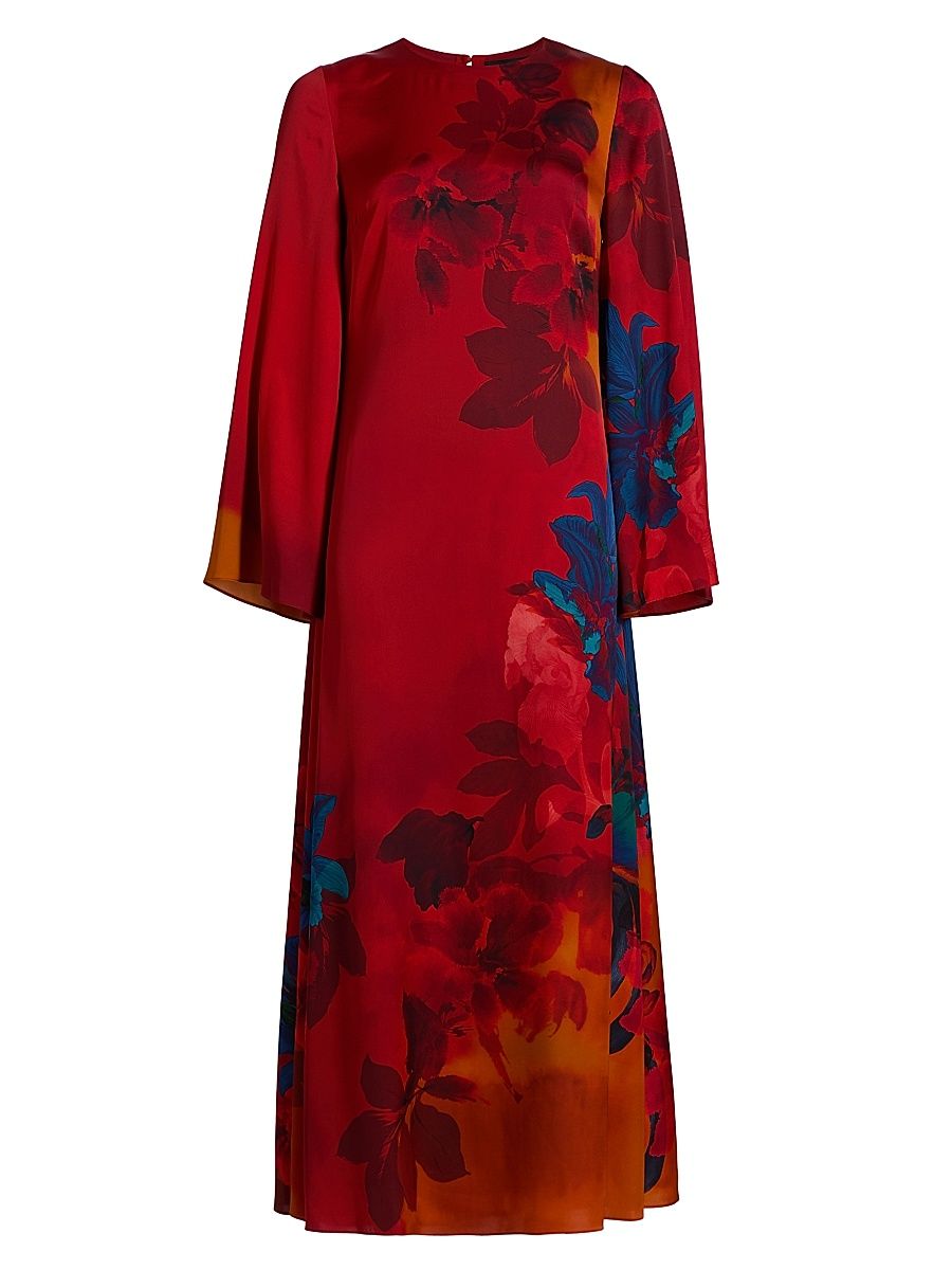 Women's Payton Floral Silk Maxi Dress - Flowers Of Paradise Print - Size 10