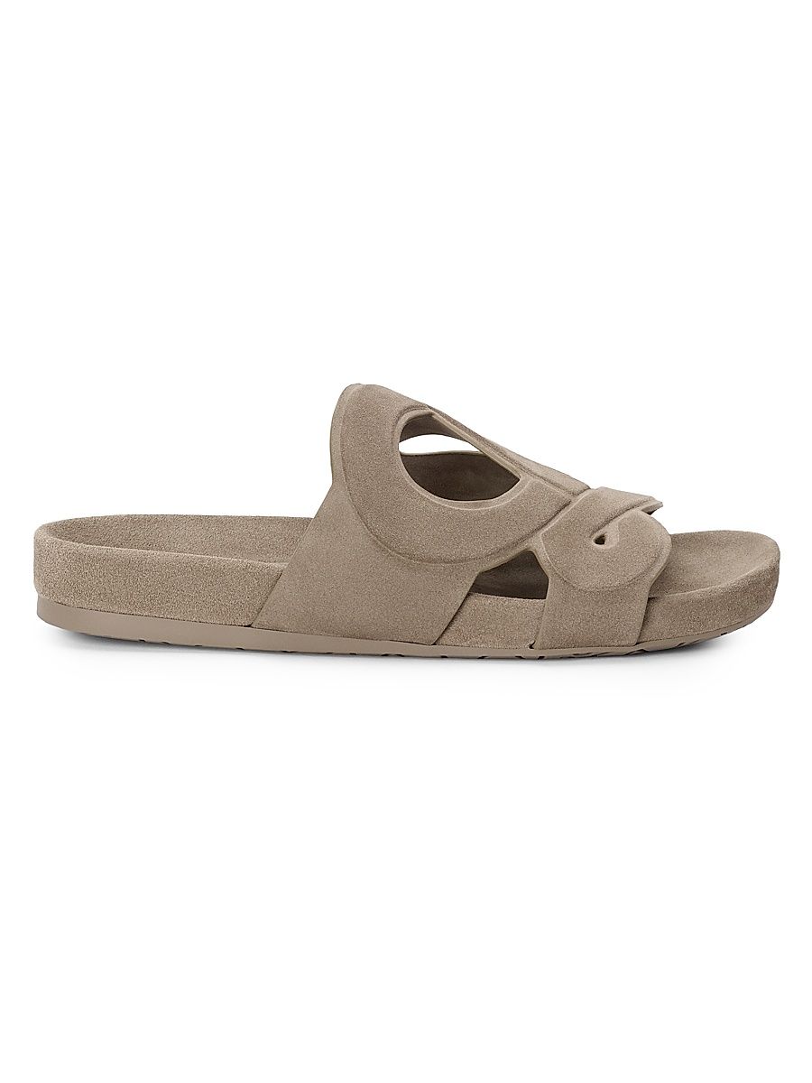 Men's Ease Monogram Suede Slide Sandals - Stone Grey - Size 13