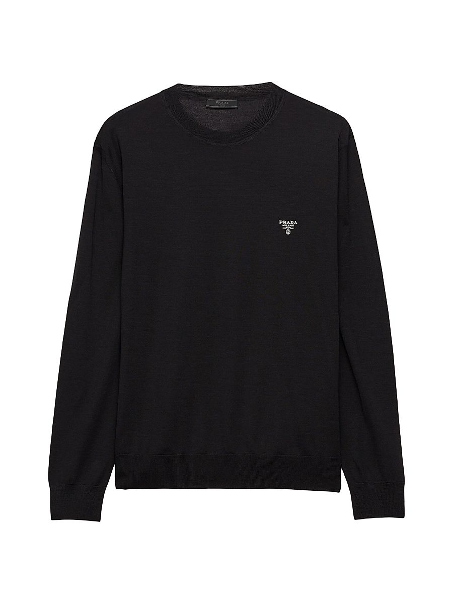 Men's Superfine Wool Crewneck Sweater - Black - Size 48