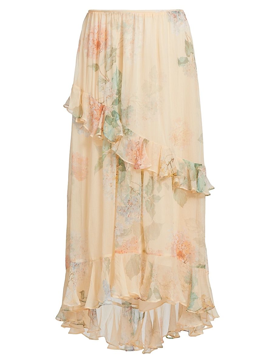 Women's Tiered Floral Skirt - Lemon Hydrangea - Size 8