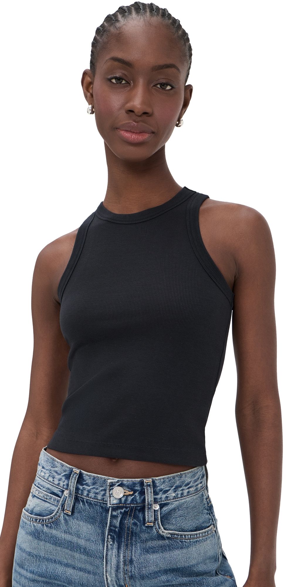 Marine Layer Lexi Rib Sun In Crop Tank Black L
