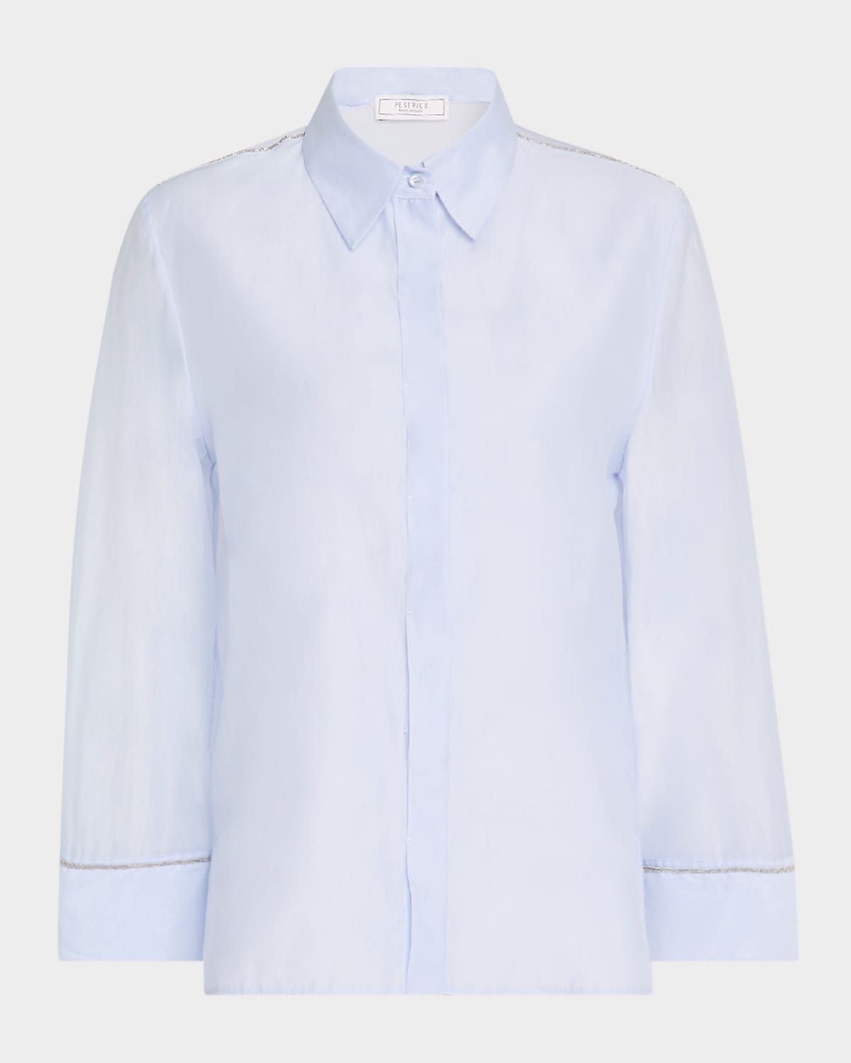 Sheer Chain-Trim Shirt