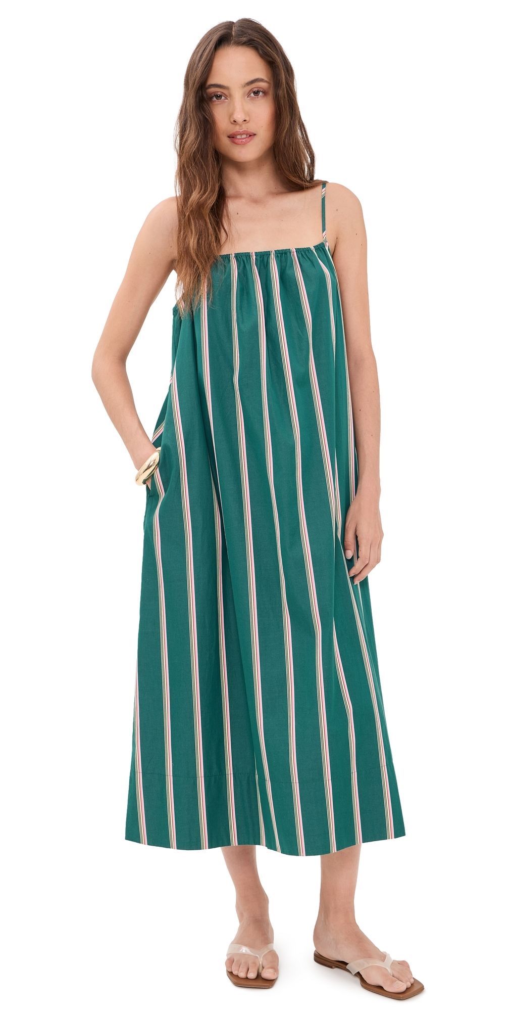 Madewell Madewell x Shopbop Dia Dress In Midweight Poplin Retro Stripe Deep Lagoon S