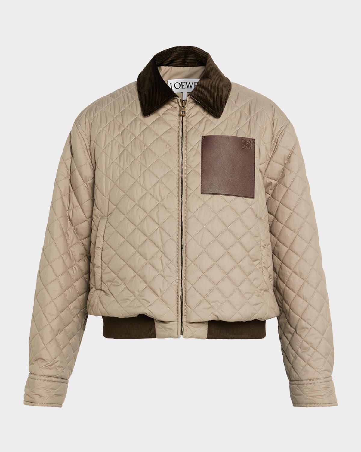 Corduroy-Collar Quilted Barn Jacket