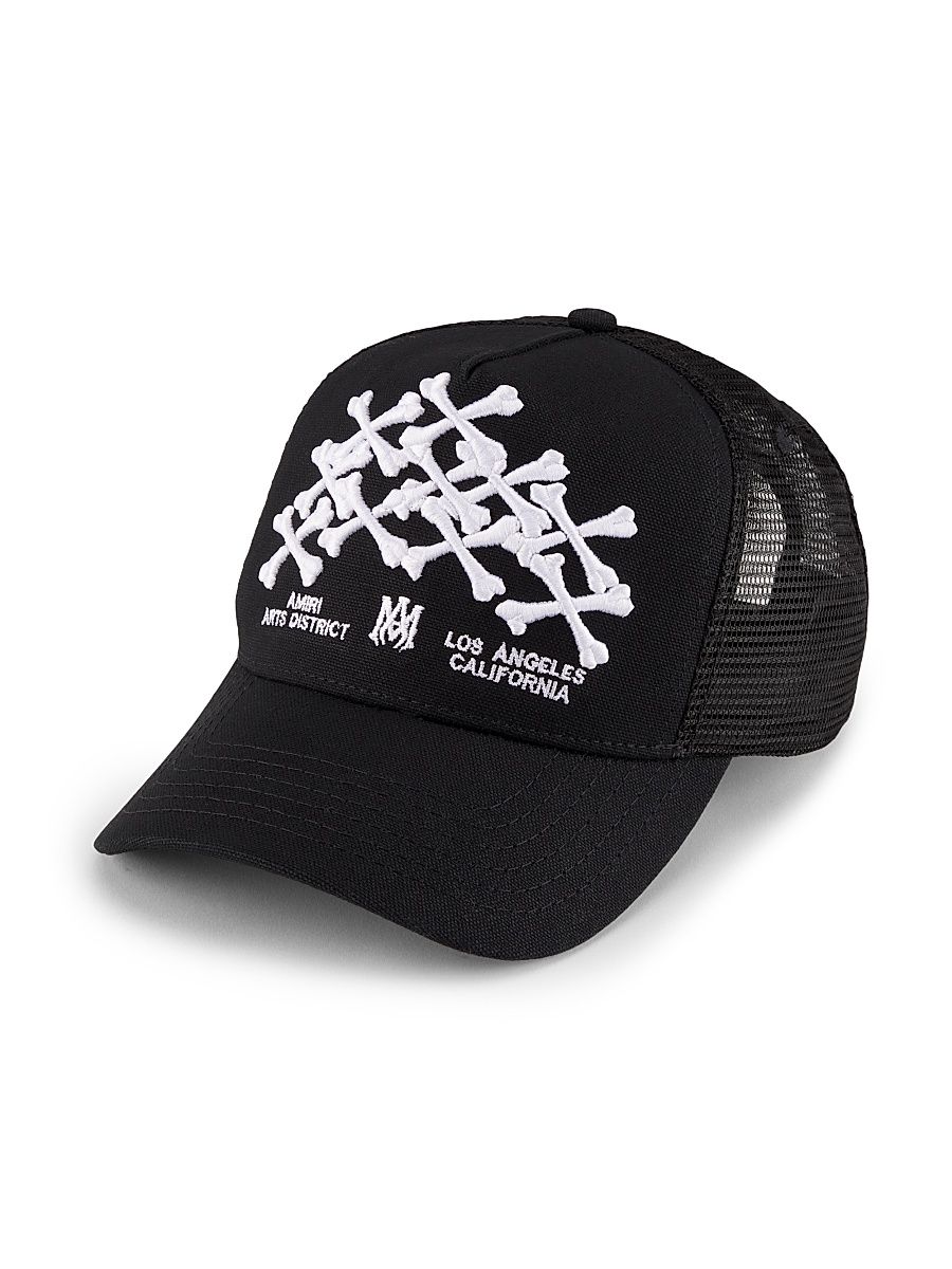 Men's Bones Stacked Trucker Hat - Black