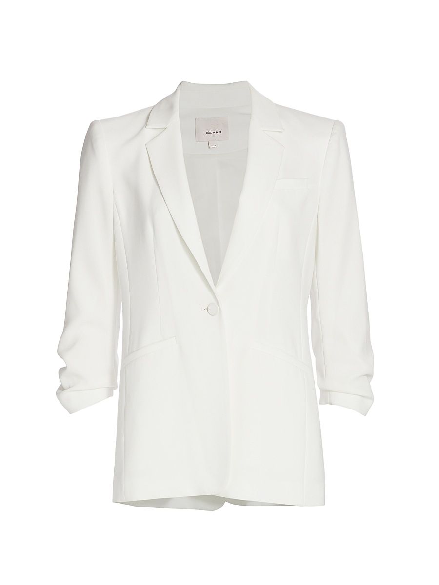 Women's Khloe Crepe Ruched Blazer - Ivory - Size 14