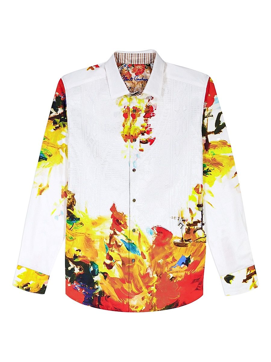 Men's Abstract Woven Cotton Shirt - Size XXL