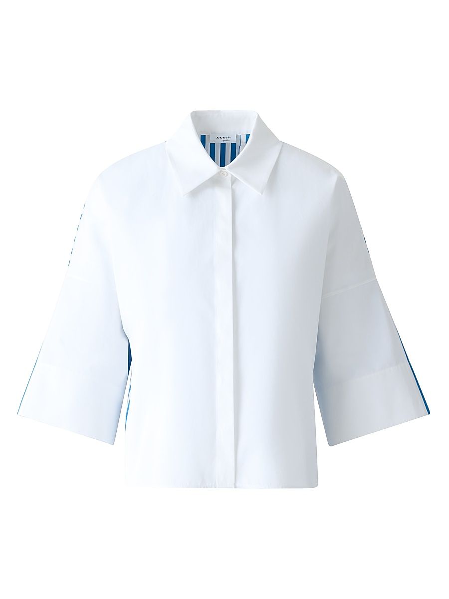 Women's Bold Stripe Shirt - Cream Medium Blue - Size 16