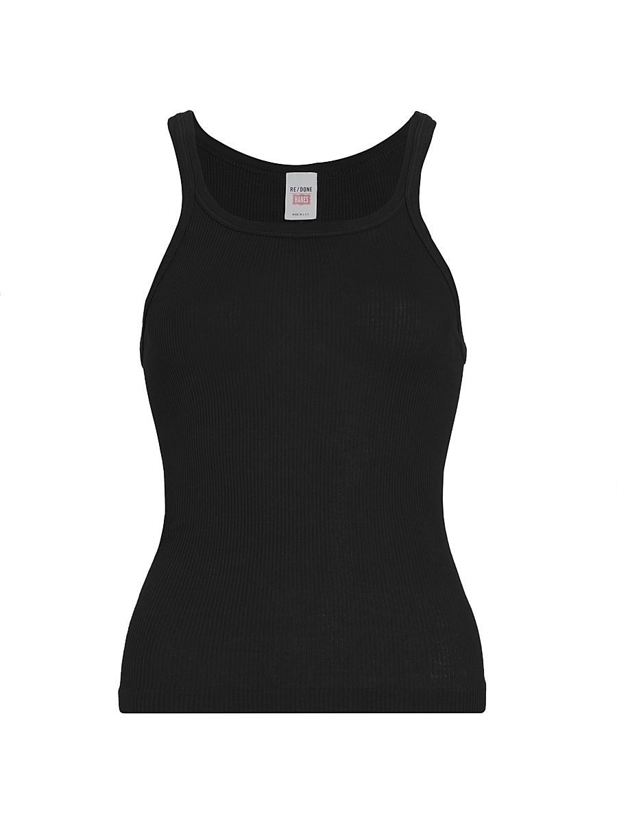 Re/done Women's The Ribbed Tank - Black - Size Medium